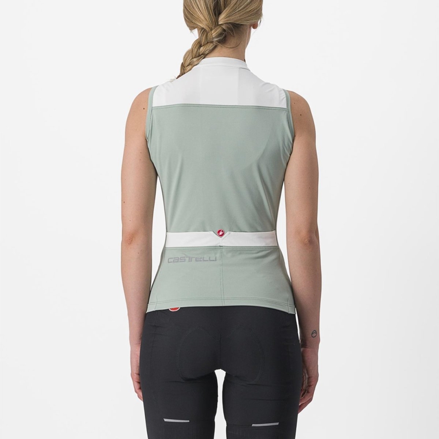 Green / White Women Castelli SOLARIS SLEEVELESS Jersey | TPUSF-0319