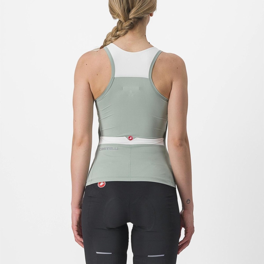 Green / White Women Castelli SOLARIS TOP Jersey | YRMGJ-4063