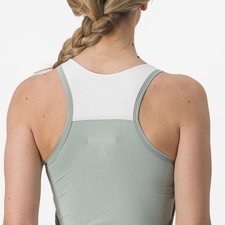 Green / White Women Castelli SOLARIS TOP Jersey | YRMGJ-4063