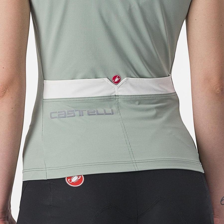 Green / White Women Castelli SOLARIS TOP Jersey | YRMGJ-4063