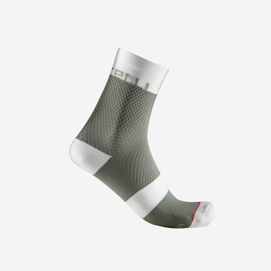 Green / White Women Castelli VELOCISSIMA 12 Socks | IRCXA-2740