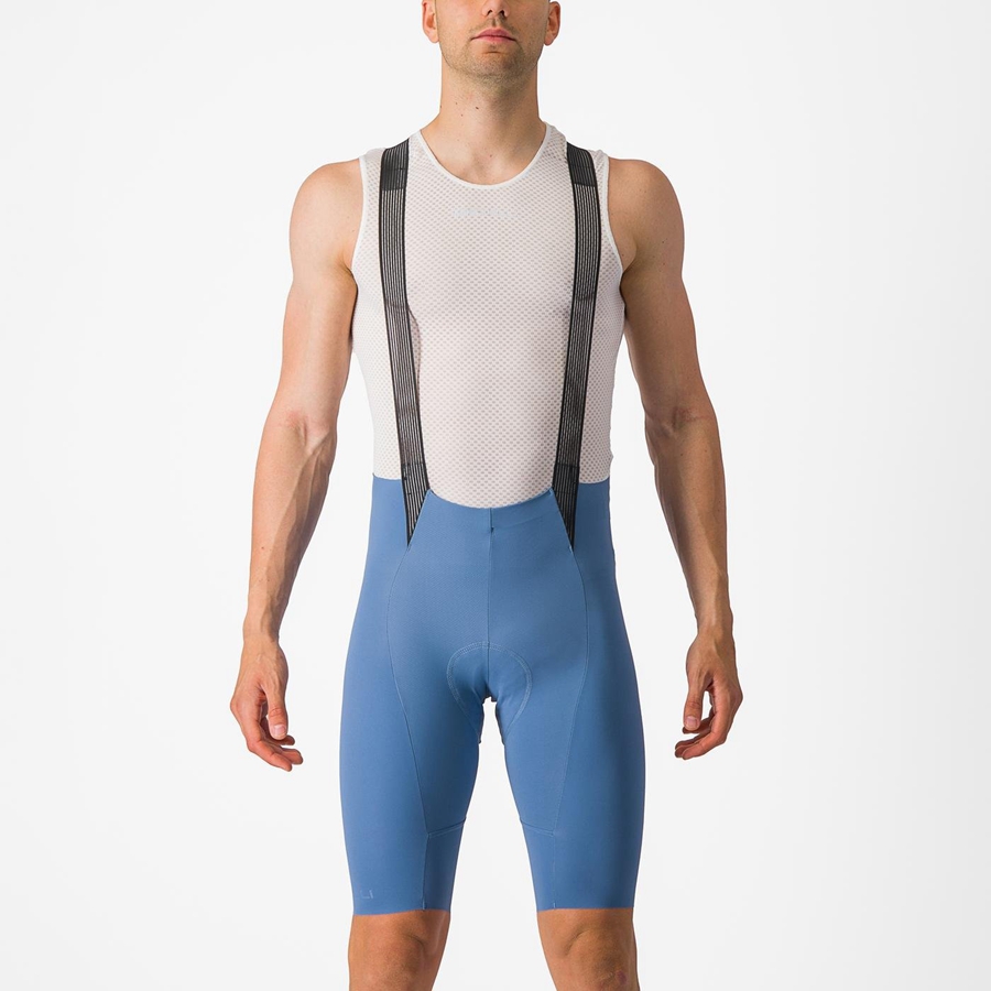 Grey Blue Men Castelli FREE AERO RC Bib Shorts | YDQVH-6820