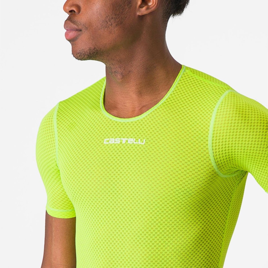 Light Green Men Castelli PRO MESH 2.0 SHORT SLEEVE Base Layer | BVFDQ-4317