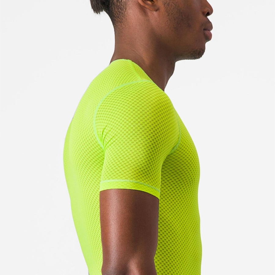 Light Green Men Castelli PRO MESH 2.0 SHORT SLEEVE Base Layer | BVFDQ-4317