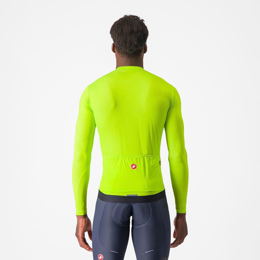 Light Green / Deep Green Men Castelli ESPRESSO LS Jersey | JDVIL-0763