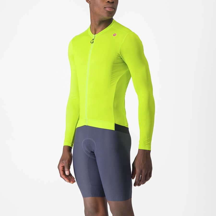 Light Green / Deep Green Men Castelli ESPRESSO LS Jersey | JDVIL-0763