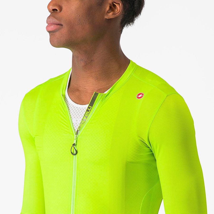 Light Green / Deep Green Men Castelli ESPRESSO LS Jersey | JDVIL-0763