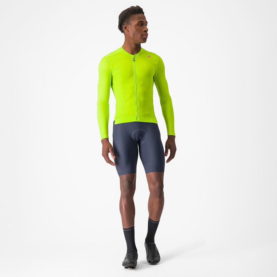 Light Green / Deep Green Men Castelli ESPRESSO LS Jersey | JDVIL-0763