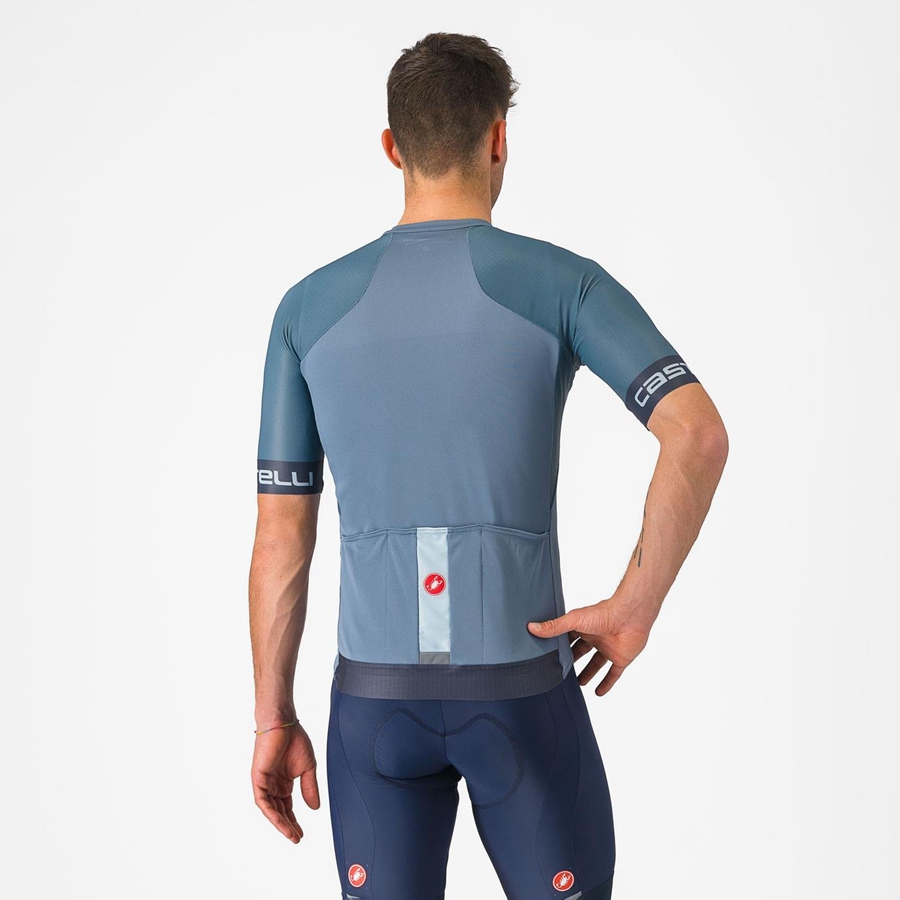 Light Grey Blue / Dark Grey Men Castelli ENTRATA VI Jersey | AHNSJ-1750