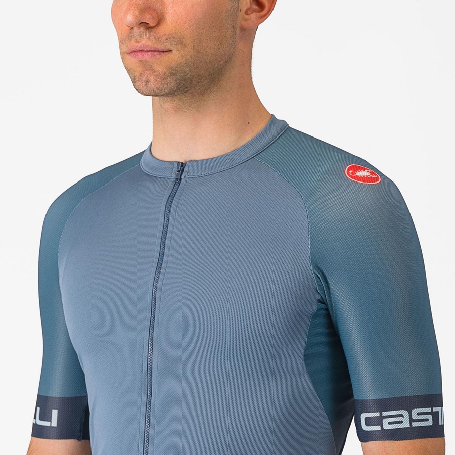 Light Grey Blue / Dark Grey Men Castelli ENTRATA VI Jersey | AHNSJ-1750