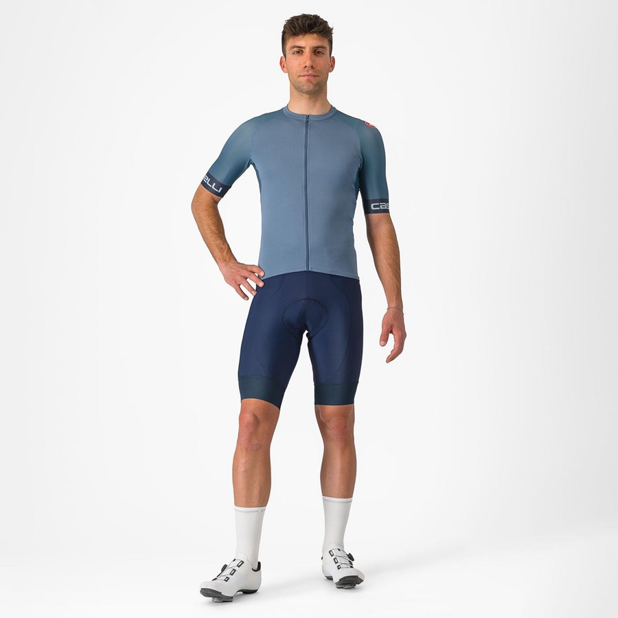 Light Grey Blue / Dark Grey Men Castelli ENTRATA VI Jersey | AHNSJ-1750