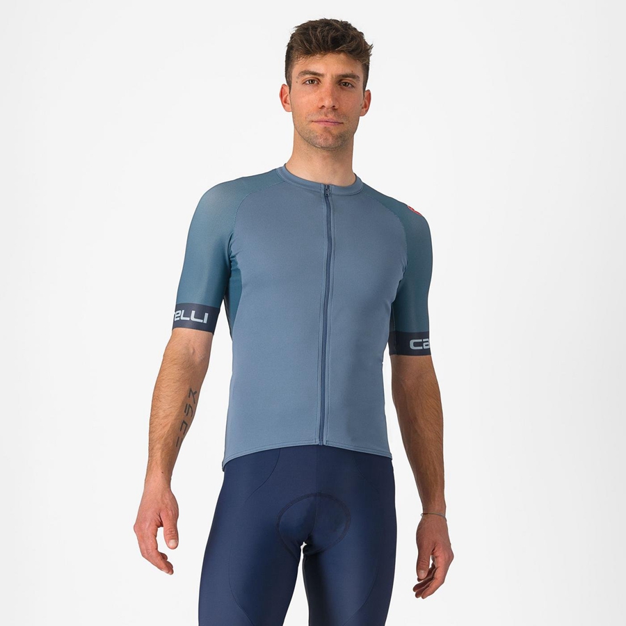 Light Grey Blue / Dark Grey Men Castelli ENTRATA VI Jersey | AHNSJ-1750