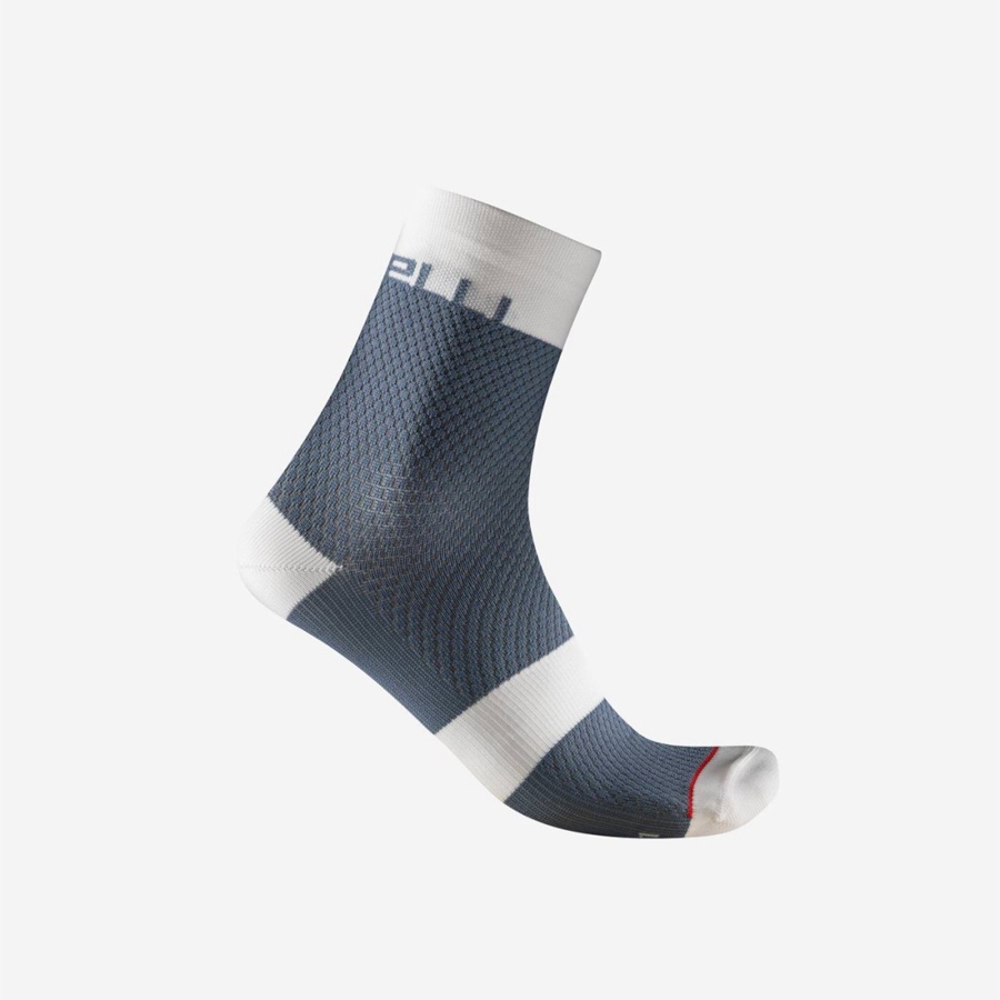 Light Grey Blue / White Women Castelli VELOCISSIMA 12 Socks | HQPLW-2867