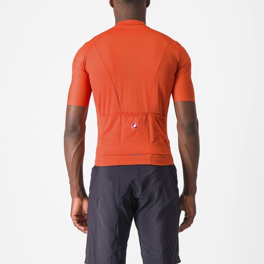 Orange Red / Grey Men Castelli UNLIMITED ENTRATA 2 Jersey | DLAMO-9026