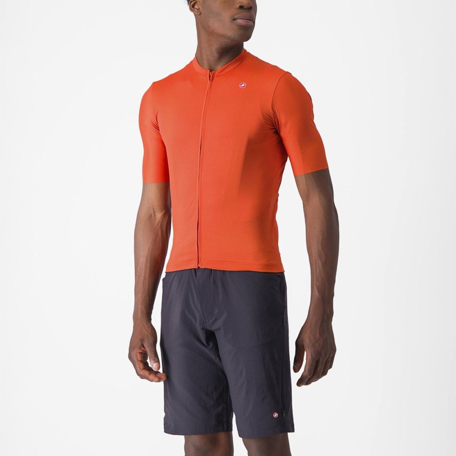 Orange Red / Grey Men Castelli UNLIMITED ENTRATA 2 Jersey | DLAMO-9026