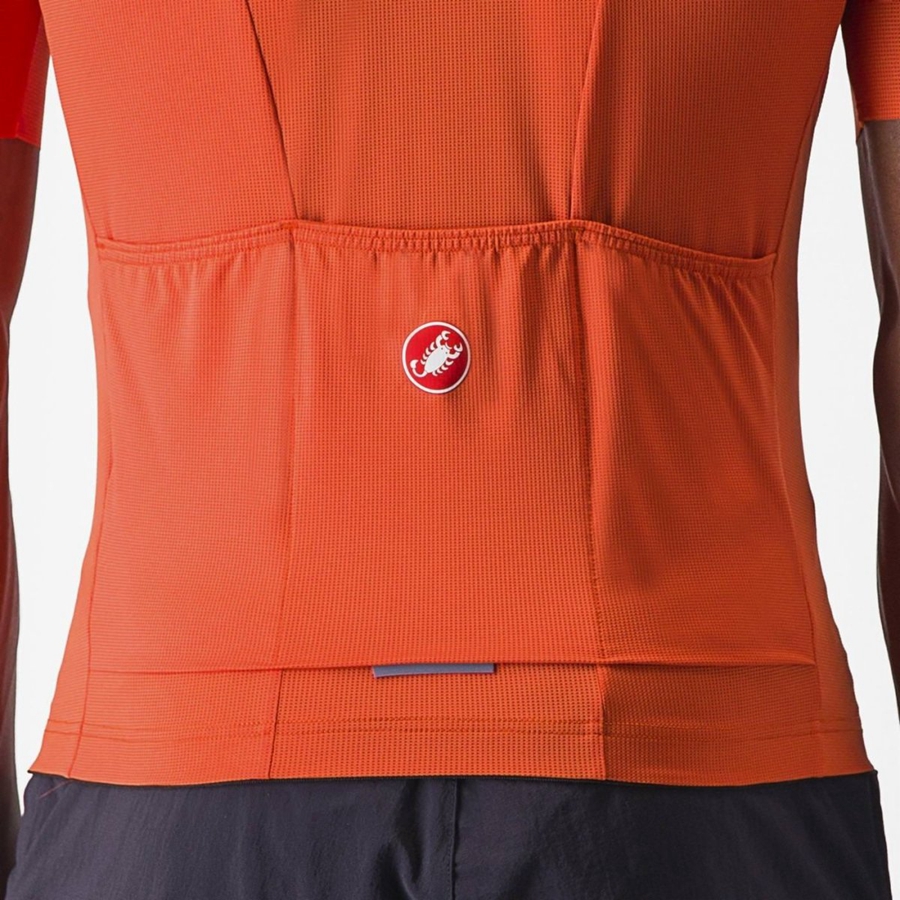 Orange Red / Grey Men Castelli UNLIMITED ENTRATA 2 Jersey | DLAMO-9026