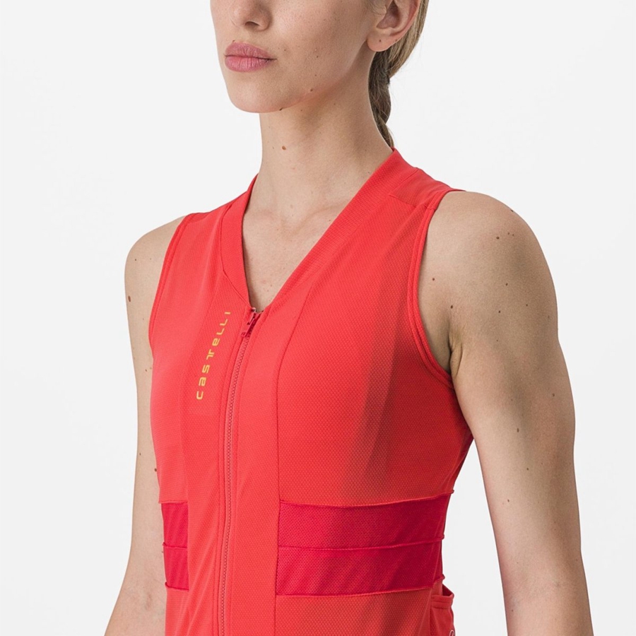 Orange Women Castelli ANIMA 4 SLEEVELESS Jersey | VYSDR-7035