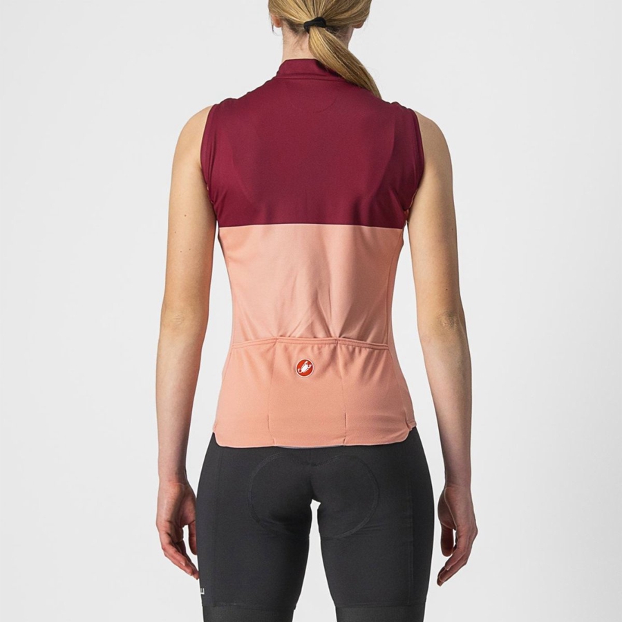 Pink / Burgundy Women Castelli VELOCISSIMA SLEEVELESS Jersey | GTFLN-4862