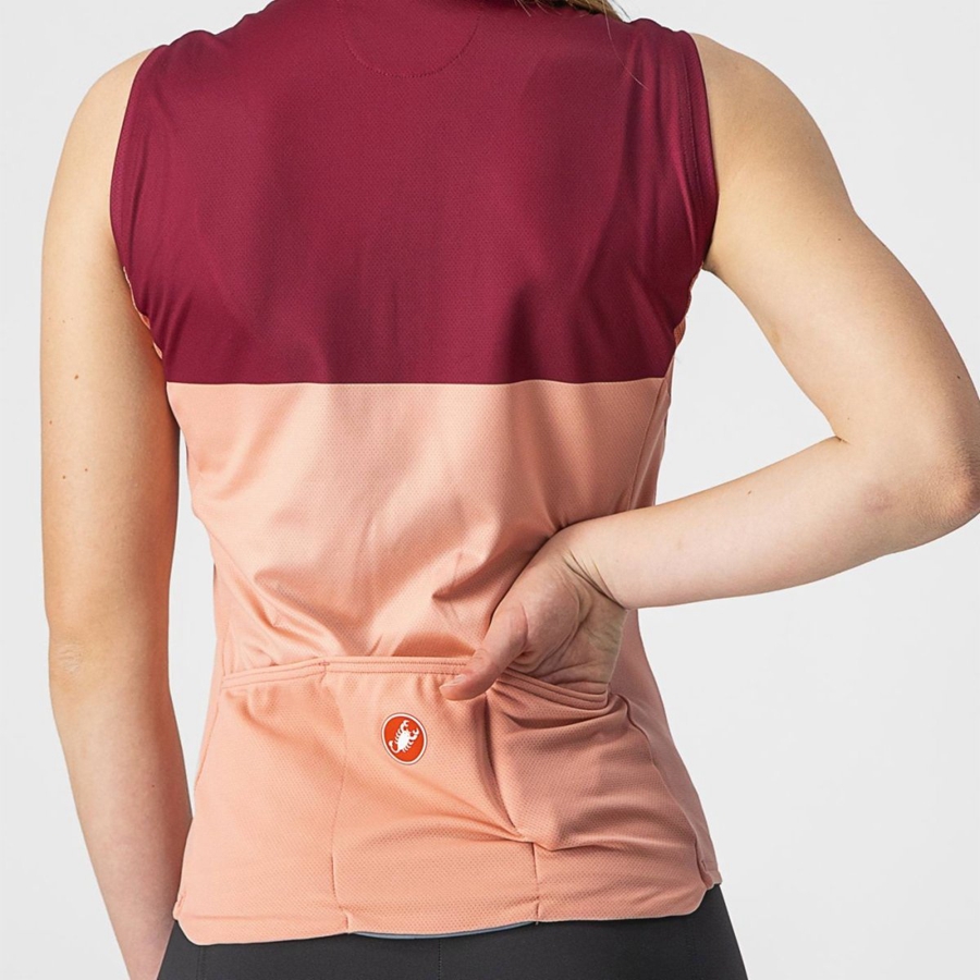 Pink / Burgundy Women Castelli VELOCISSIMA SLEEVELESS Jersey | GTFLN-4862