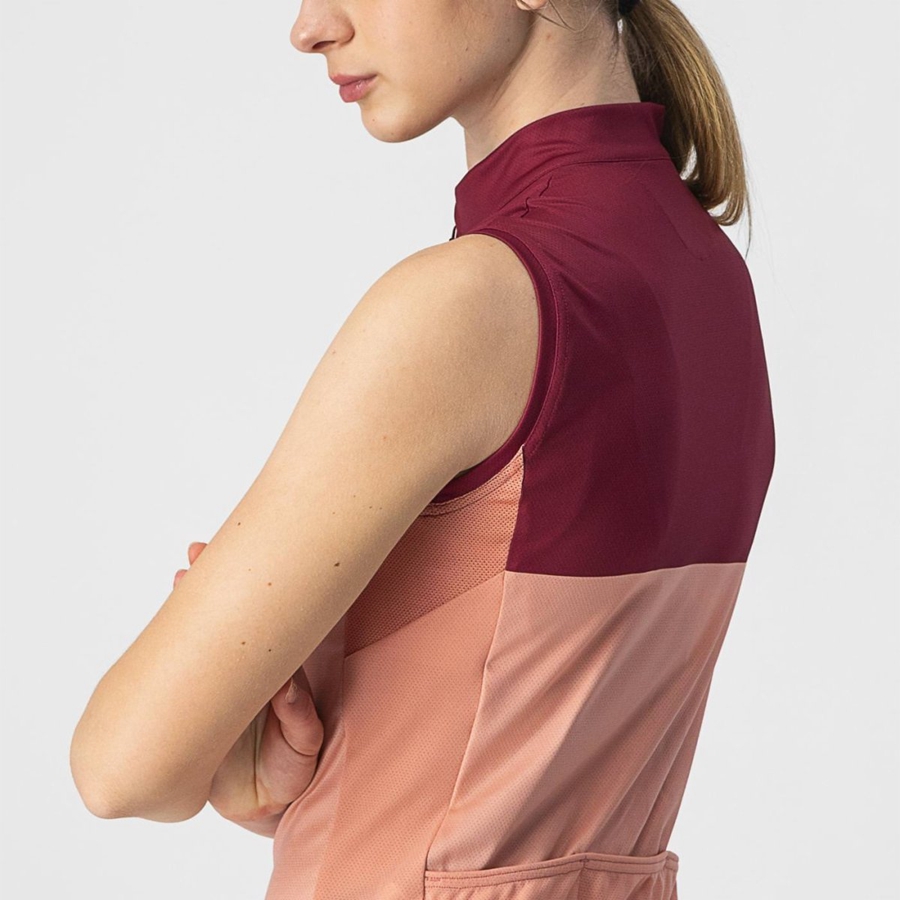 Pink / Burgundy Women Castelli VELOCISSIMA SLEEVELESS Jersey | GTFLN-4862