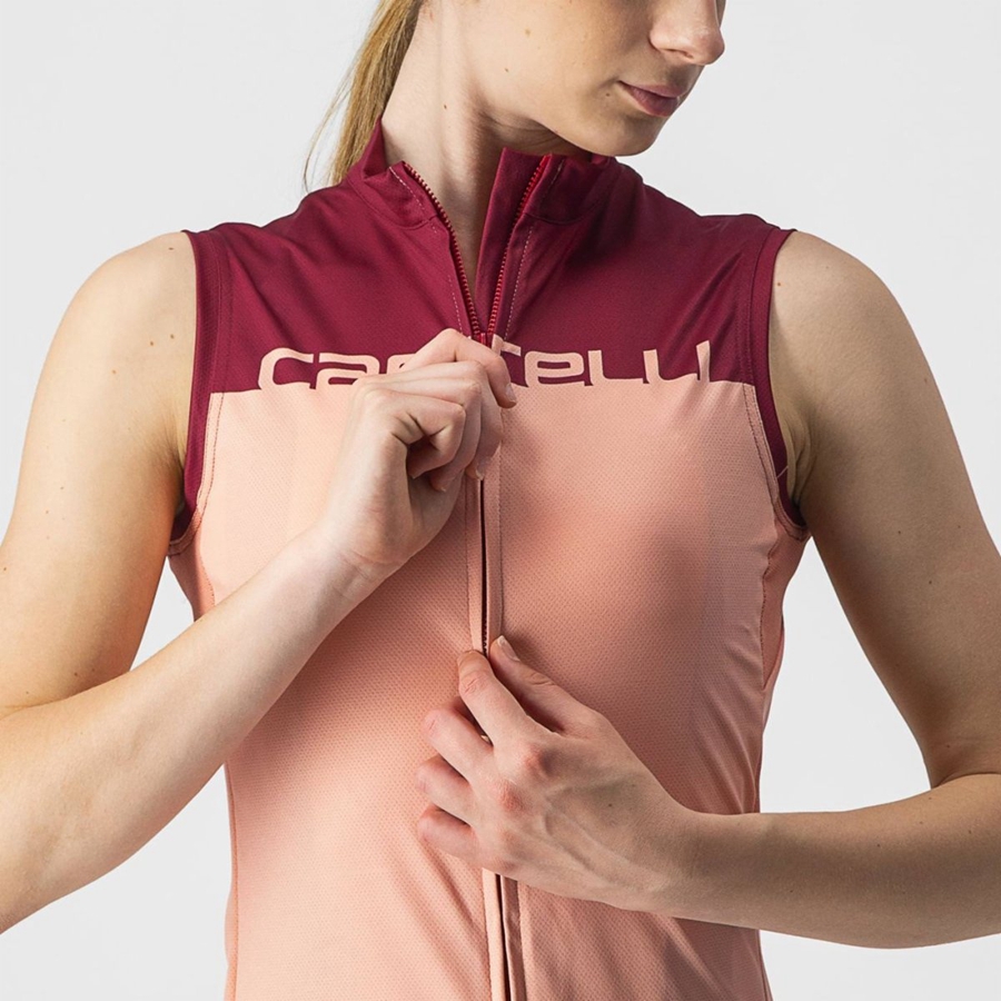 Pink / Burgundy Women Castelli VELOCISSIMA SLEEVELESS Jersey | GTFLN-4862