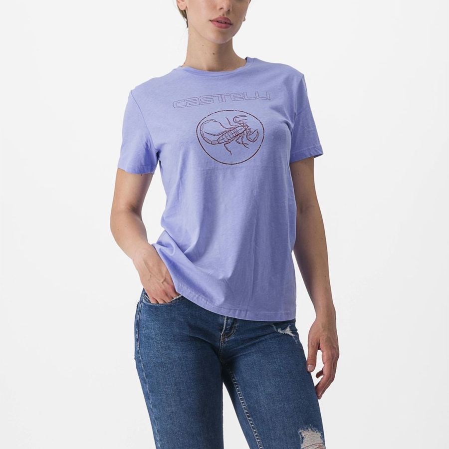 Purple White Women Castelli PEDALARE TEE Casual | AWCUG-8796