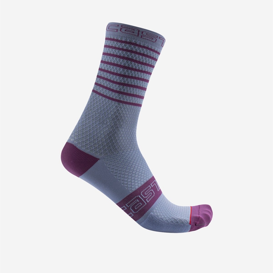 Purple White Women Castelli SUPERLEGGERA W 12 Socks | QRXFC-9370