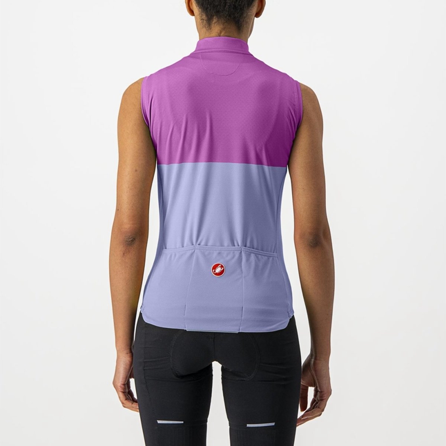 Purple White Women Castelli VELOCISSIMA SLEEVELESS Jersey | EWGTX-7518