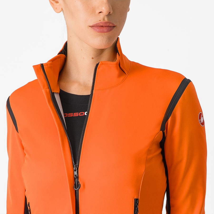 Red Orange / Black Women Castelli PERFETTO RoS 2 W Jackets | QKSGN-8109