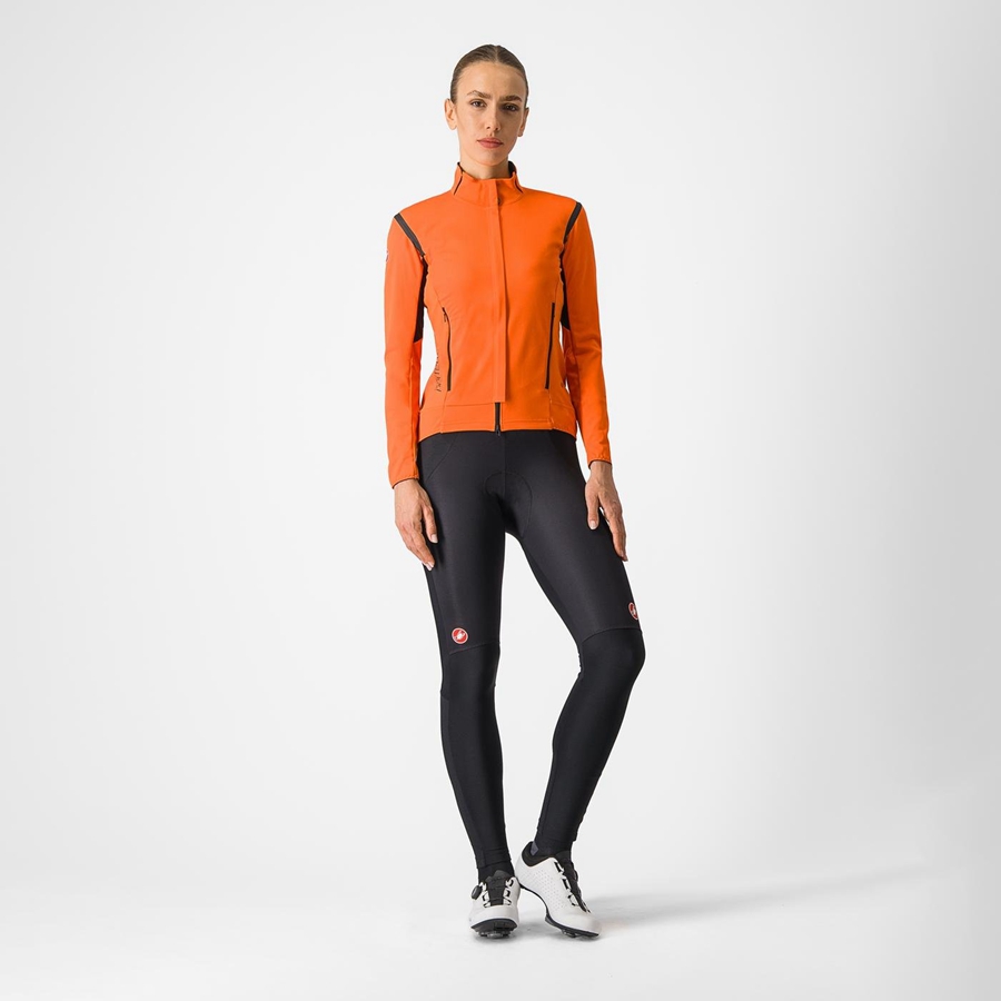 Red Orange / Black Women Castelli PERFETTO RoS 2 W Jackets | QKSGN-8109