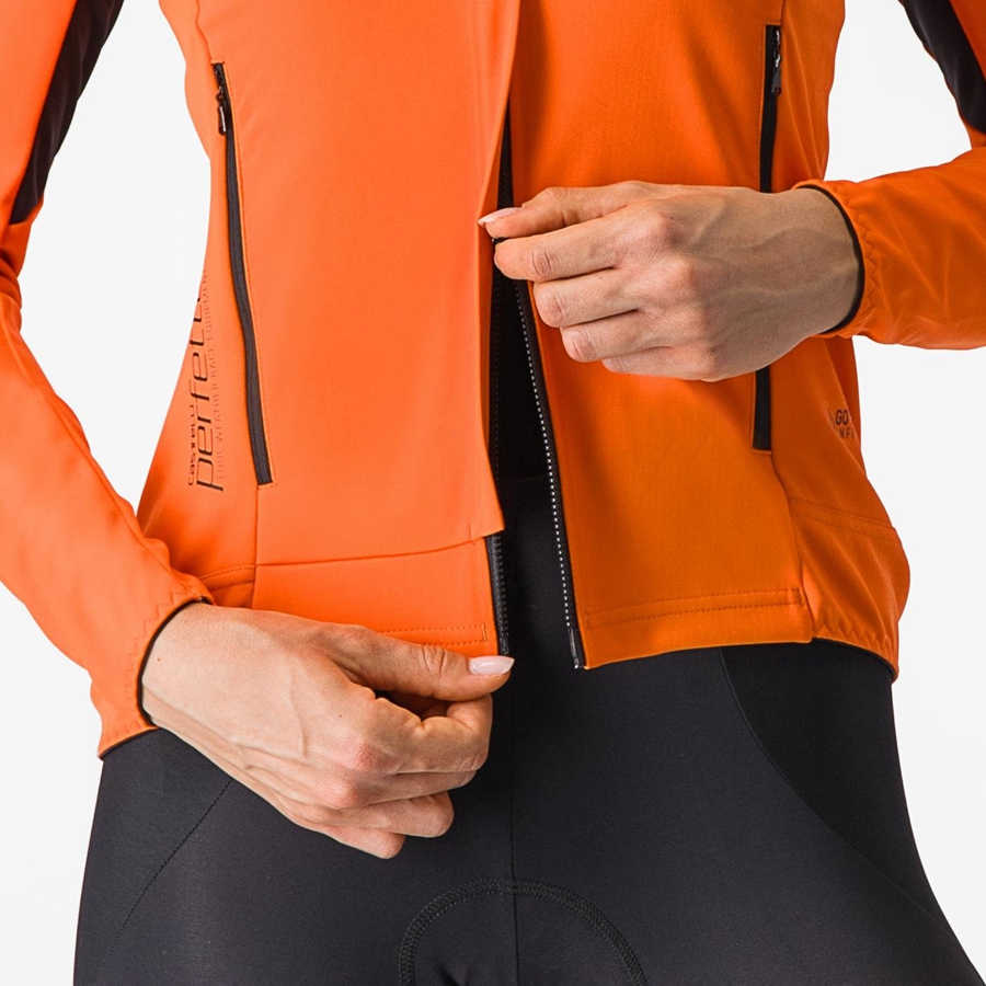 Red Orange / Black Women Castelli PERFETTO RoS 2 W Jackets | QKSGN-8109