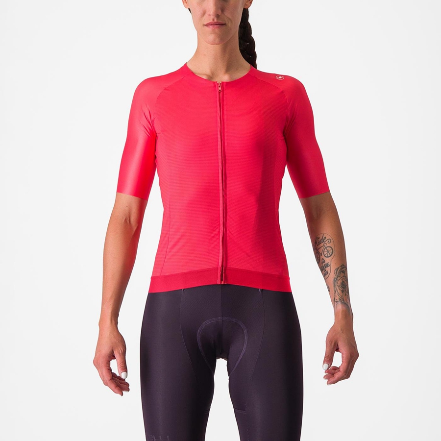 Red Women Castelli AERO PRO 7.0 W Jersey | FPOKL-9618