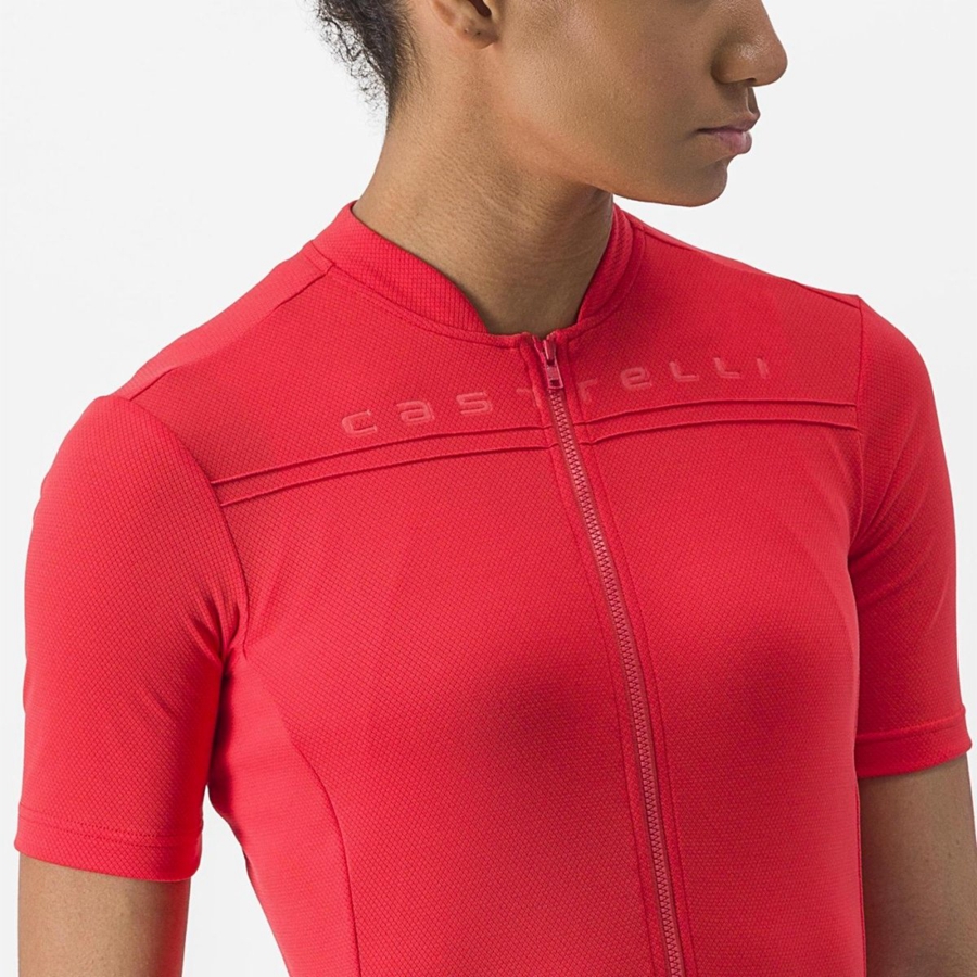 Red Women Castelli ANIMA 4 Jersey | TQUFK-6402