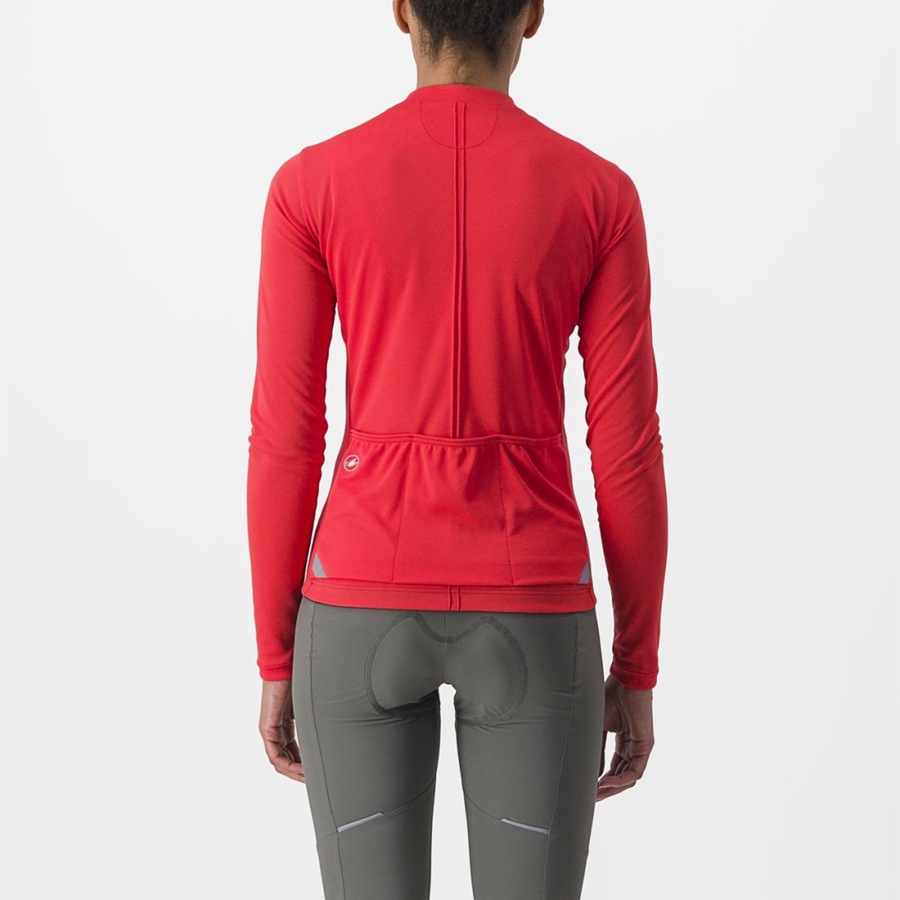 Red Women Castelli ANIMA 4 LONG SLEEVE Jersey | ZOAHN-8045