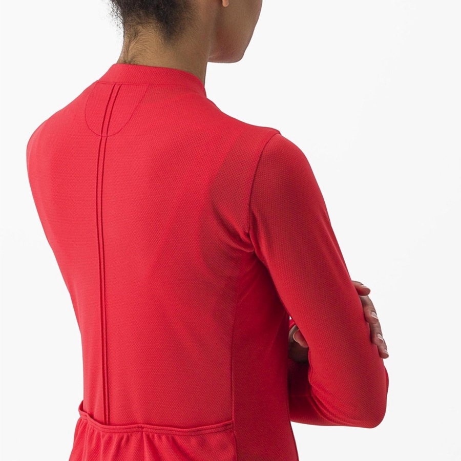 Red Women Castelli ANIMA 4 LONG SLEEVE Jersey | ZOAHN-8045