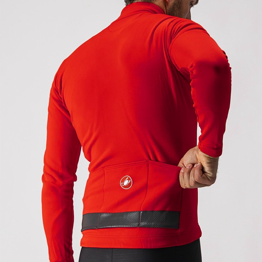 Red / Black Men Castelli PURO 3 FZ Jersey | KSAGE-7851