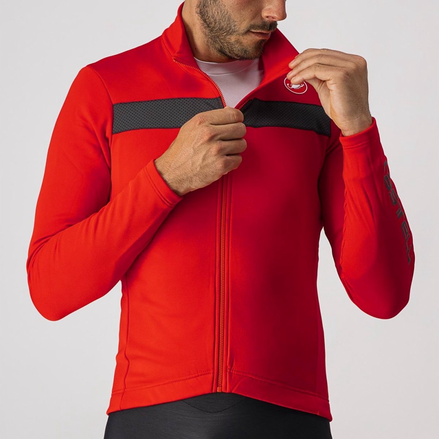 Red / Black Men Castelli PURO 3 FZ Jersey | KSAGE-7851