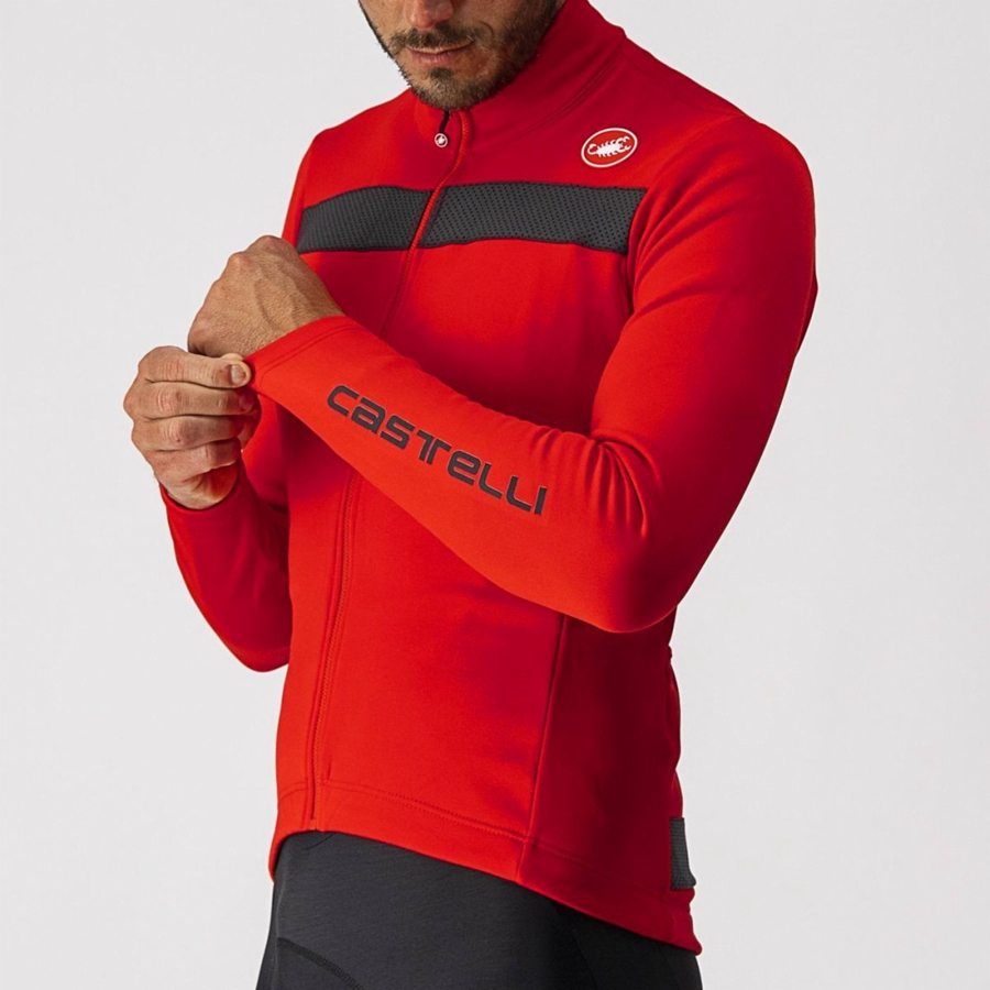 Red / Black Men Castelli PURO 3 FZ Jersey | KSAGE-7851