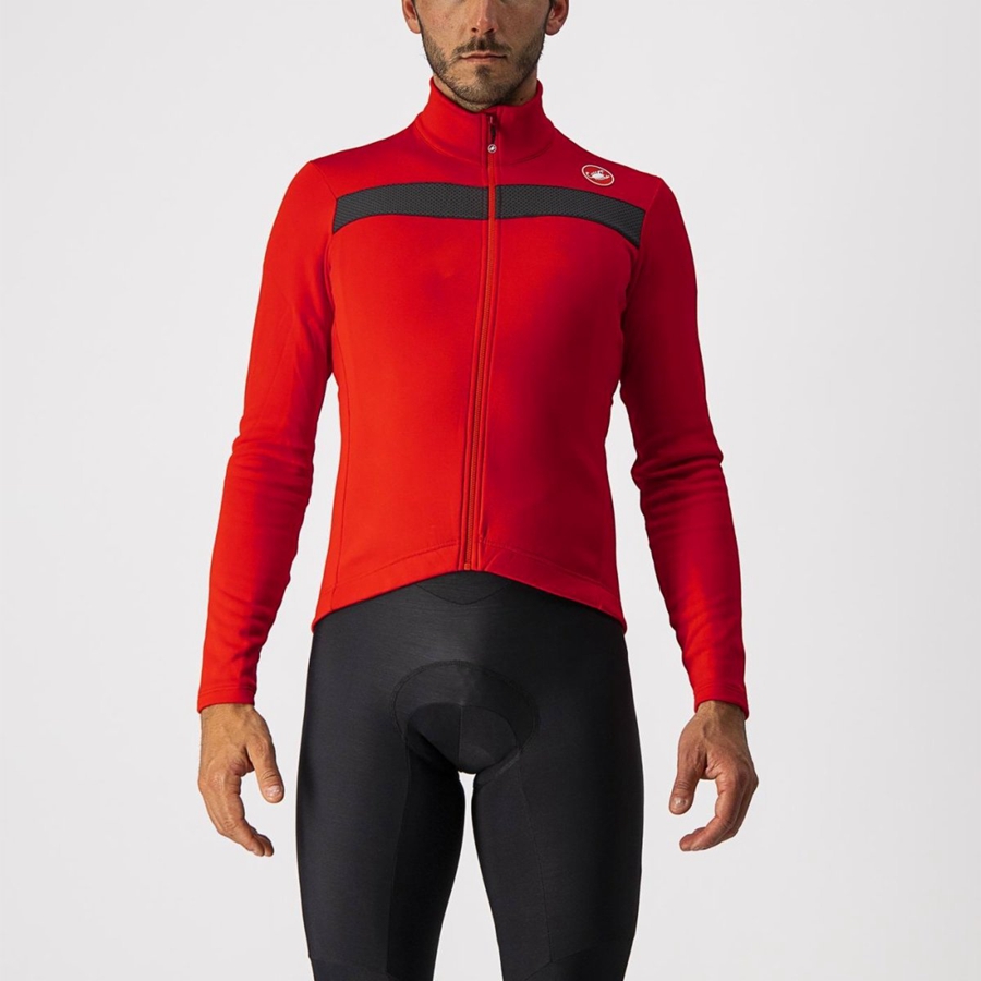 Red / Black Men Castelli PURO 3 FZ Jersey | KSAGE-7851