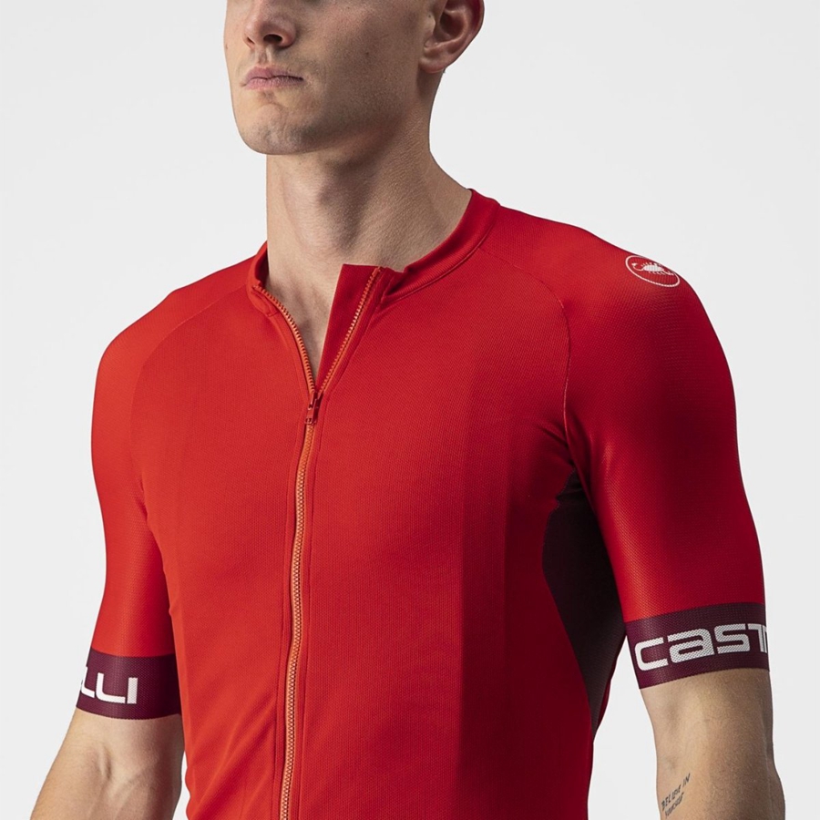 Red / Burgundy / White Men Castelli ENTRATA VI Jersey | XZGVW-9503