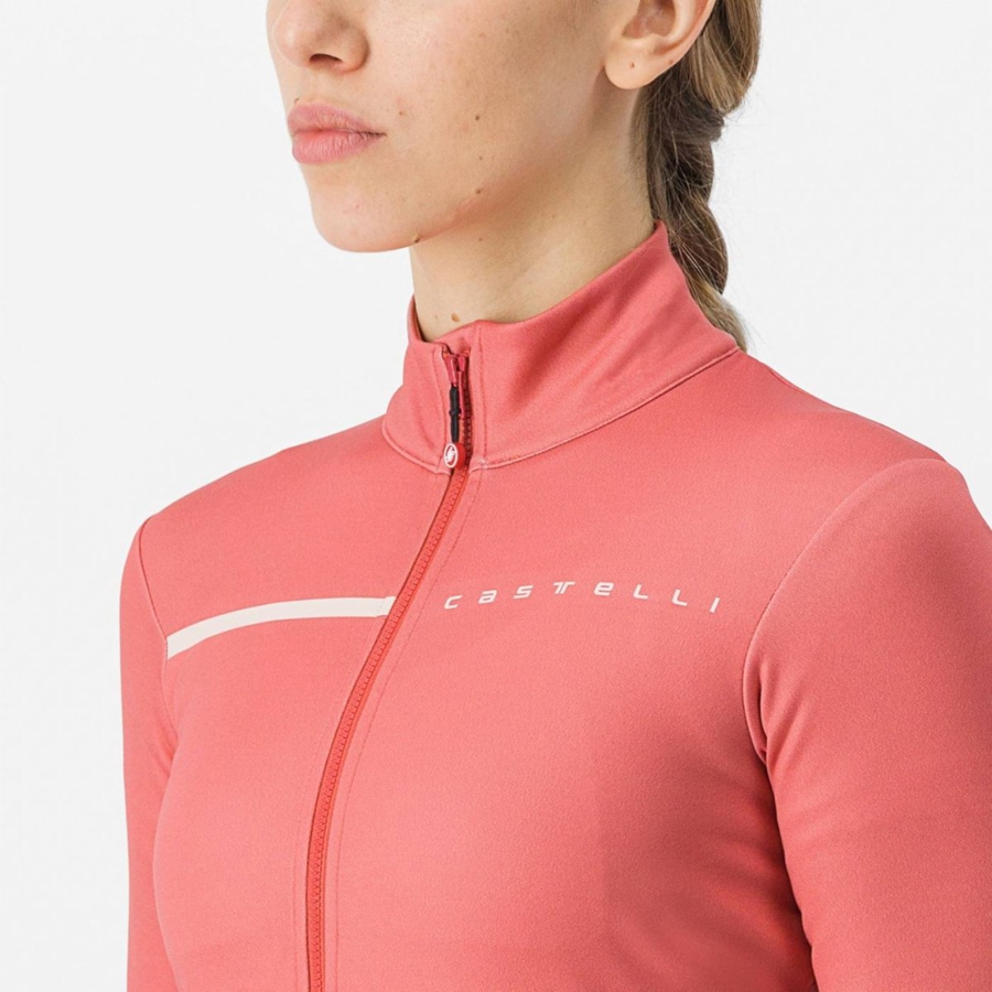 Red / Cream Pink Women Castelli SINERGIA 2 FZ Jersey | CRAOM-0184