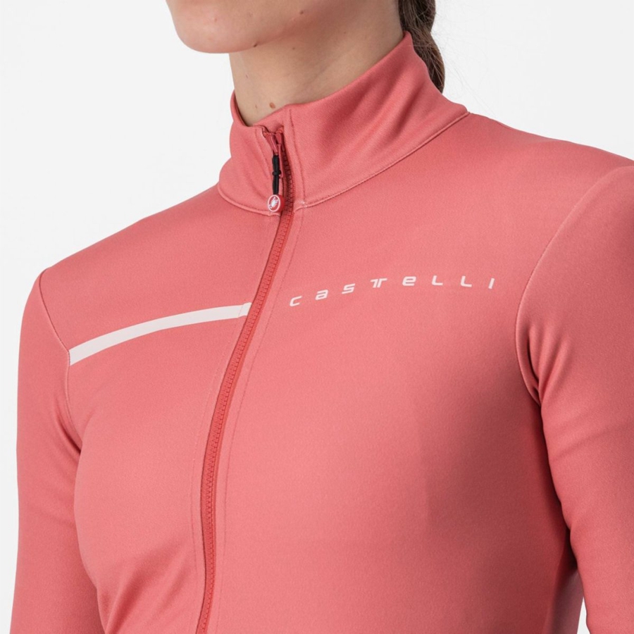 Red / Cream Pink Women Castelli SINERGIA 2 FZ Jersey | CRAOM-0184