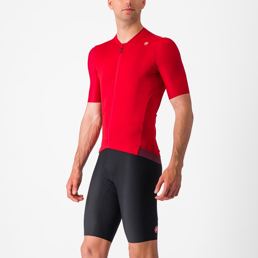 Red / Deep Burgundy Men Castelli ESPRESSO Jersey | FUMTZ-0376