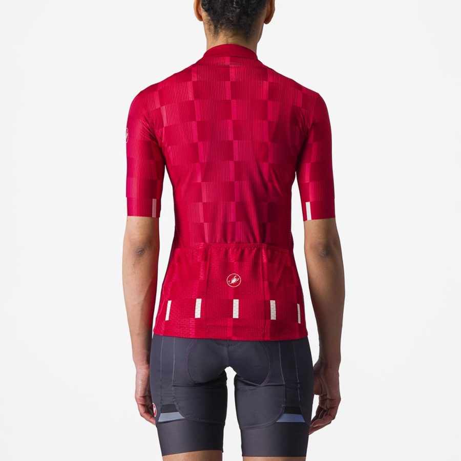 Red / White Women Castelli DIMENSIONE Jersey | BGPKR-3162