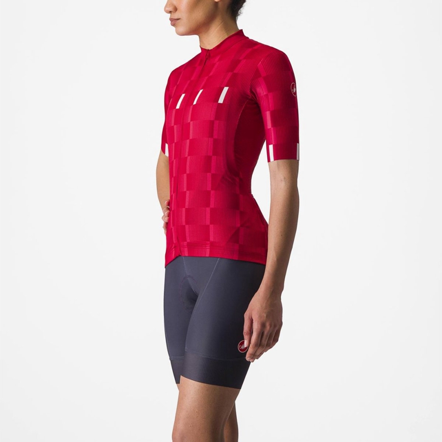 Red / White Women Castelli DIMENSIONE Jersey | BGPKR-3162