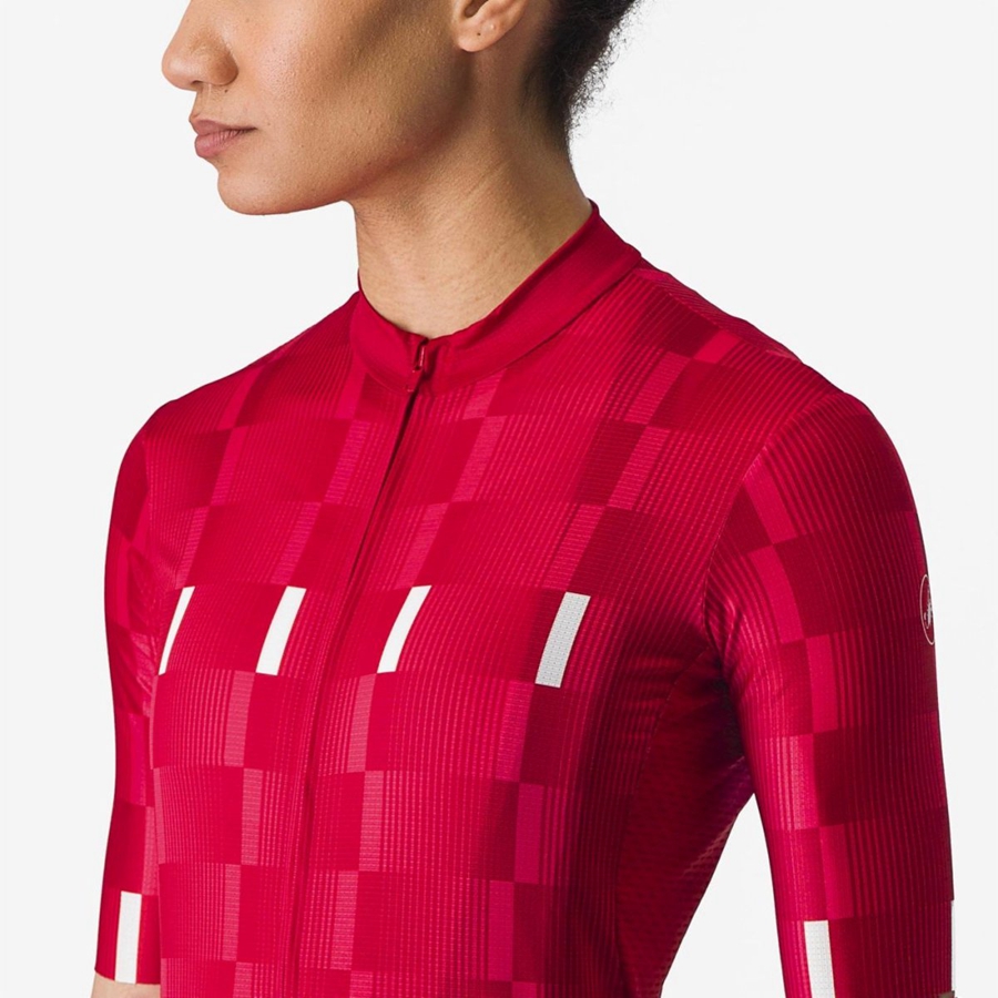 Red / White Women Castelli DIMENSIONE Jersey | BGPKR-3162