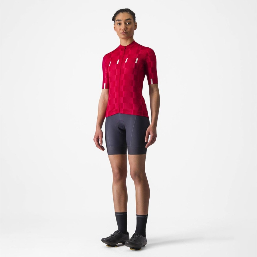 Red / White Women Castelli DIMENSIONE Jersey | BGPKR-3162