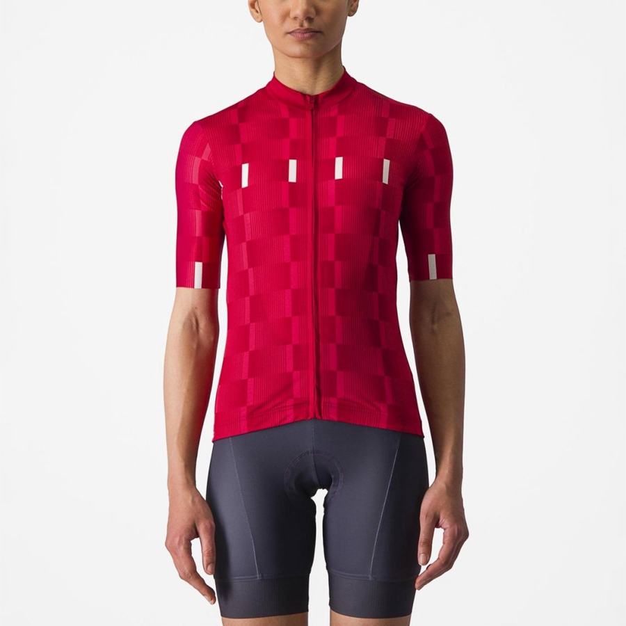 Red / White Women Castelli DIMENSIONE Jersey | BGPKR-3162