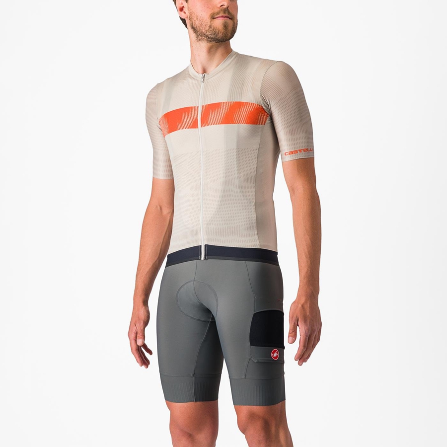 Silver / Orange Red Men Castelli UNLIMITED ENDURANCE Jersey | FTCPI-9564