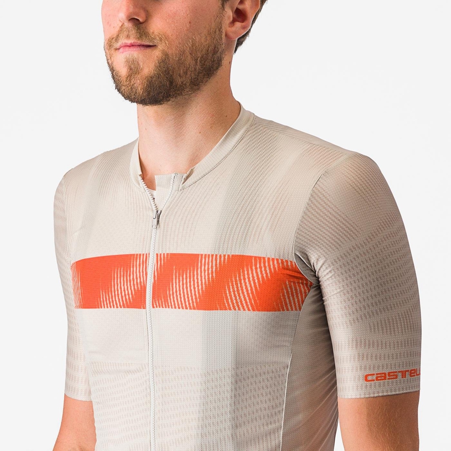 Silver / Orange Red Men Castelli UNLIMITED ENDURANCE Jersey | FTCPI-9564